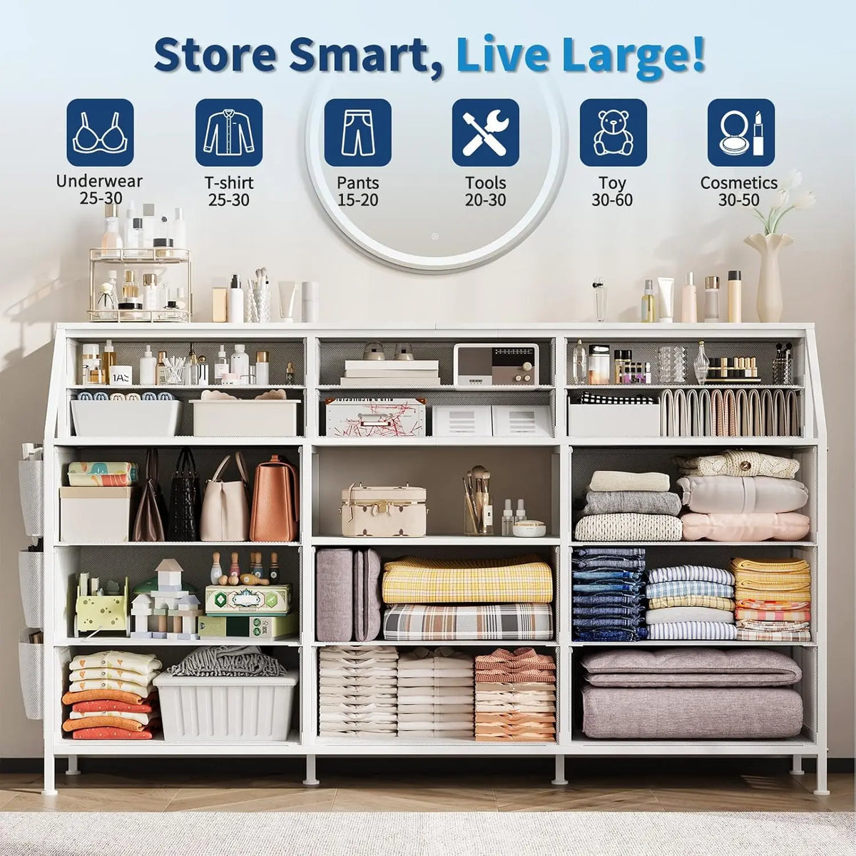 Twister CK 14 Drawer Fabric Storage Cabinet Wooden Top Metal Frame