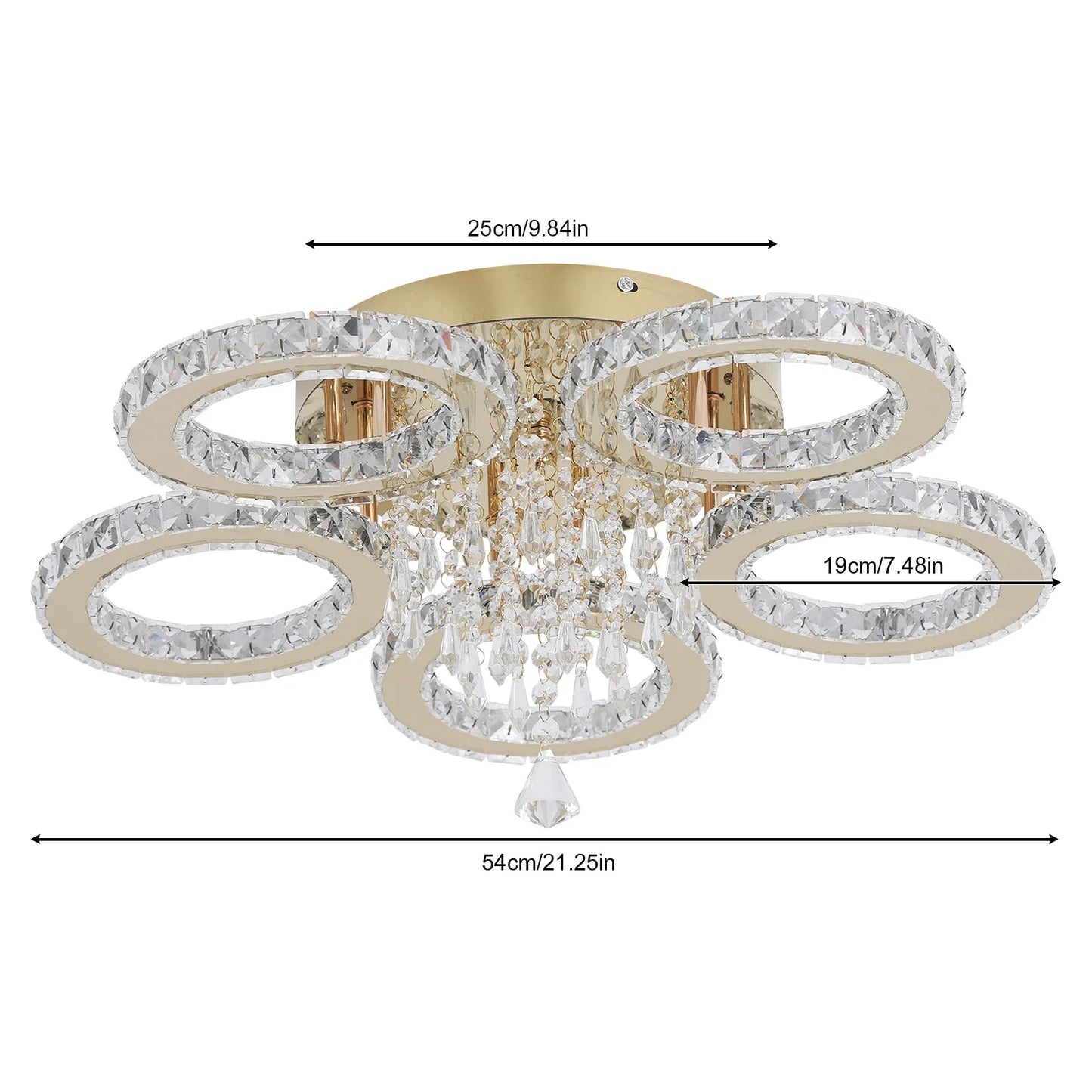 Vetrulus Crystal LED Ceiling Chandelier for Living Room and Dining