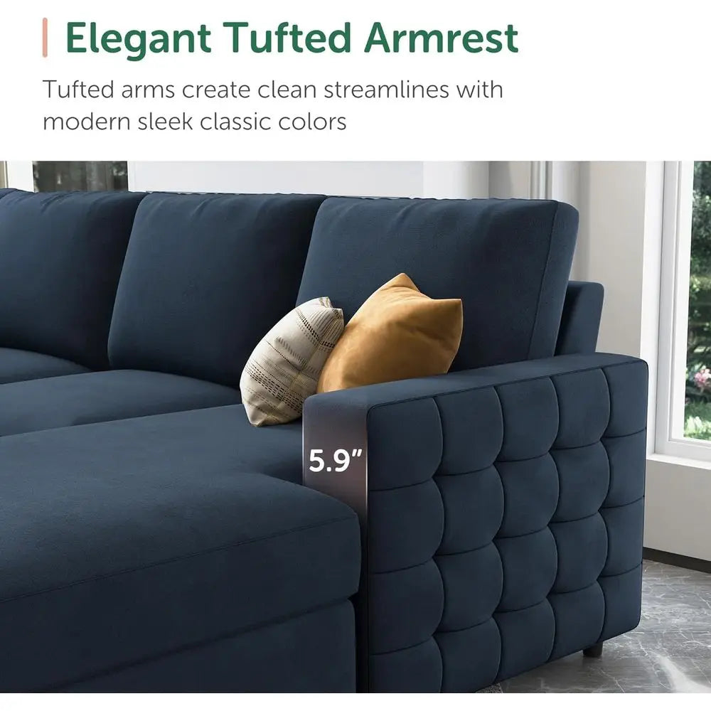 U Shaped Sectional Sleeper Sofa With Pull Out Bed Storage