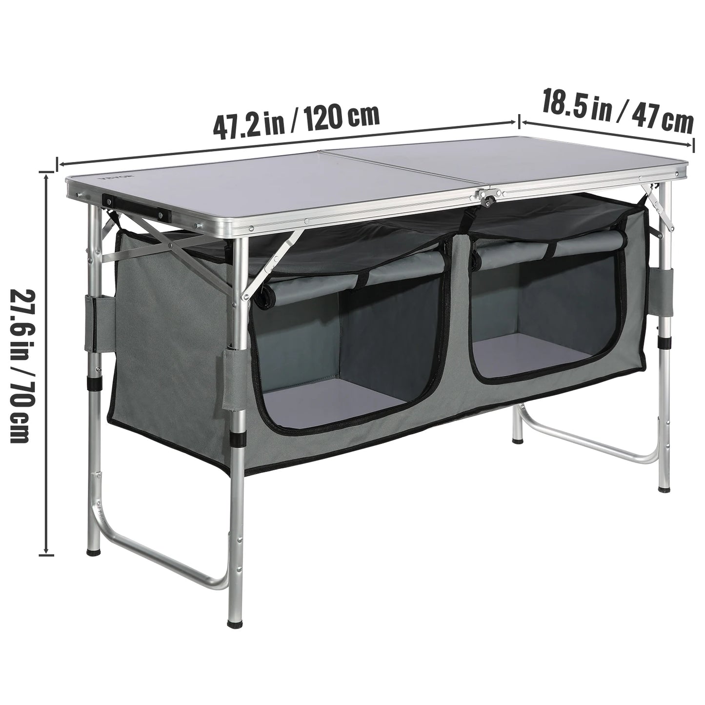 SucceBuy Foldable Camping Outdoor Kitchen Table And Storage Rack