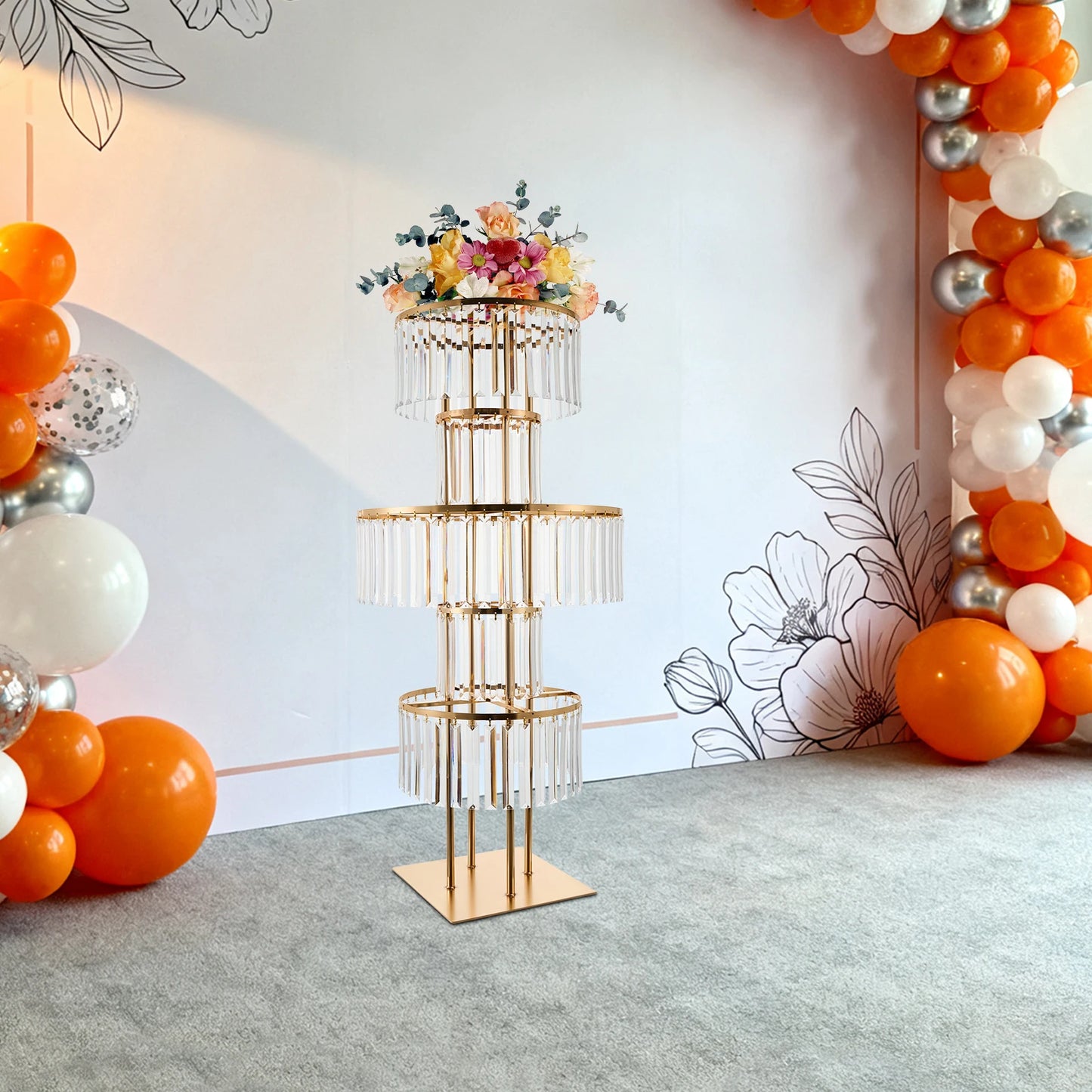 Five Tier Round Flower Stand Wedding Centerpieces