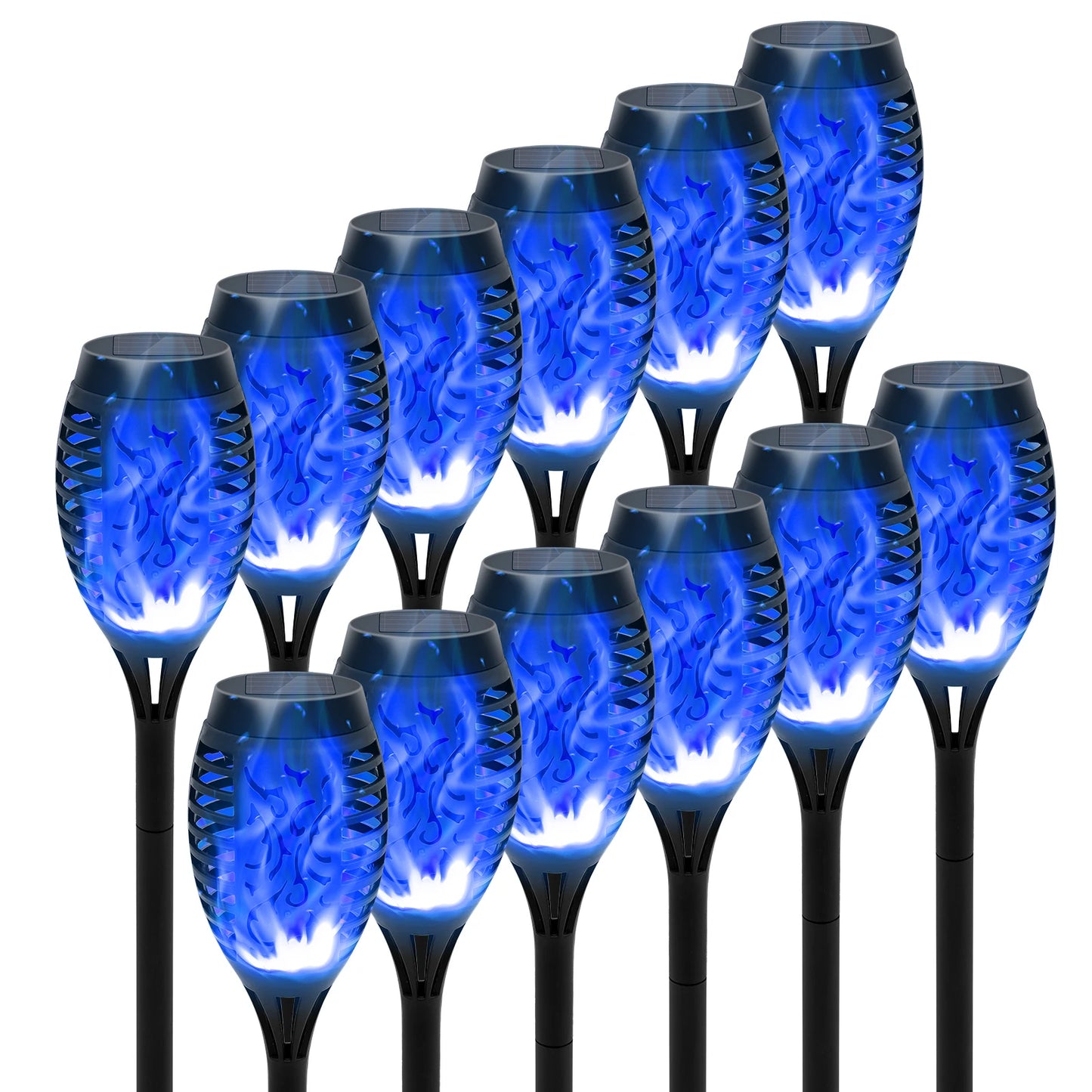 Solar Flame Torch Lights LED Flicker for Outdoor Lawn Pathway