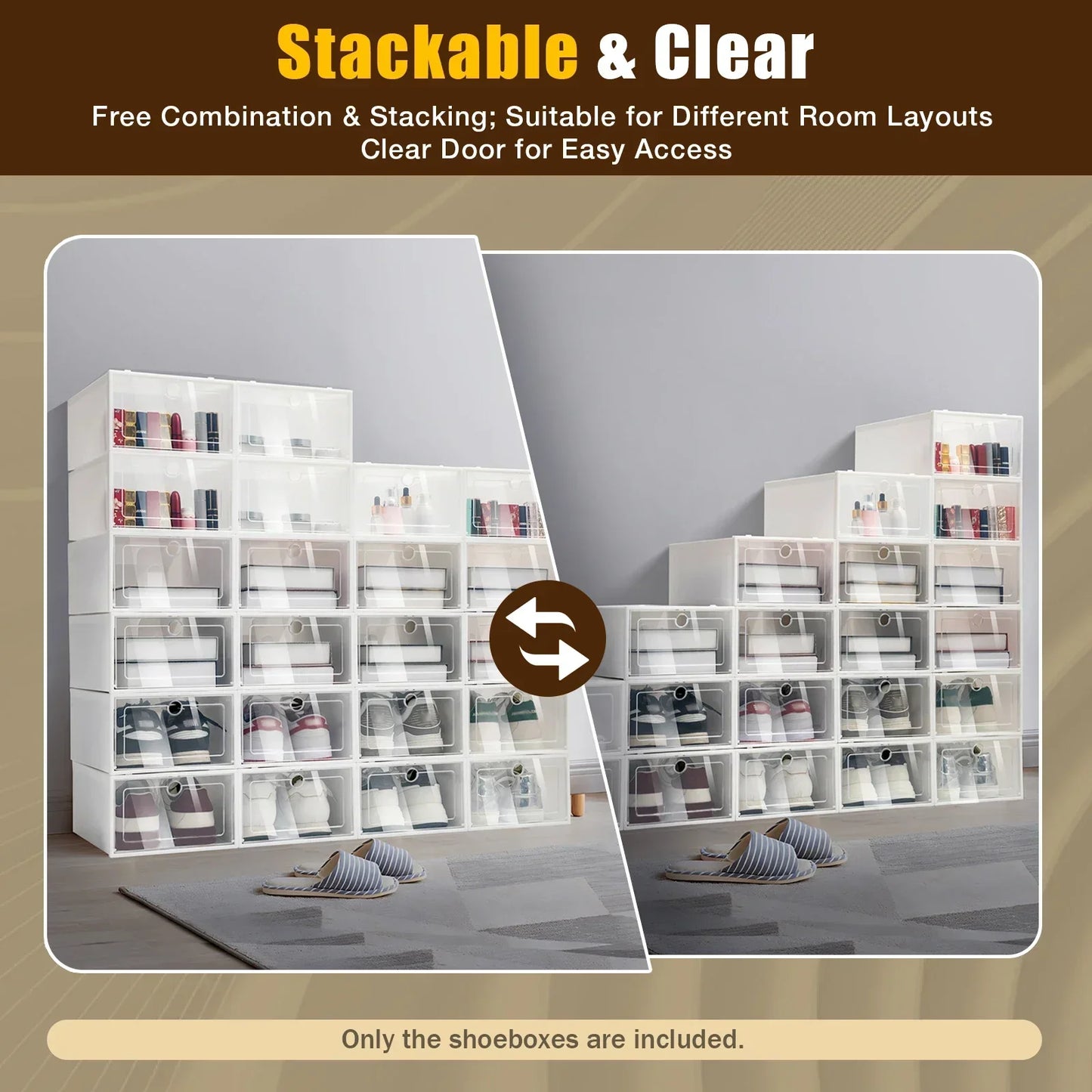 Foldable Plastic Shoe Storage Boxes With Clear Lids