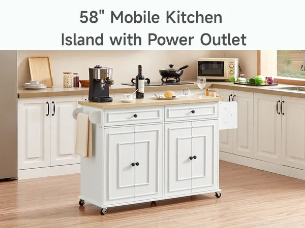 Rolling Kitchen Island With Drop Leaf And Power Outlet