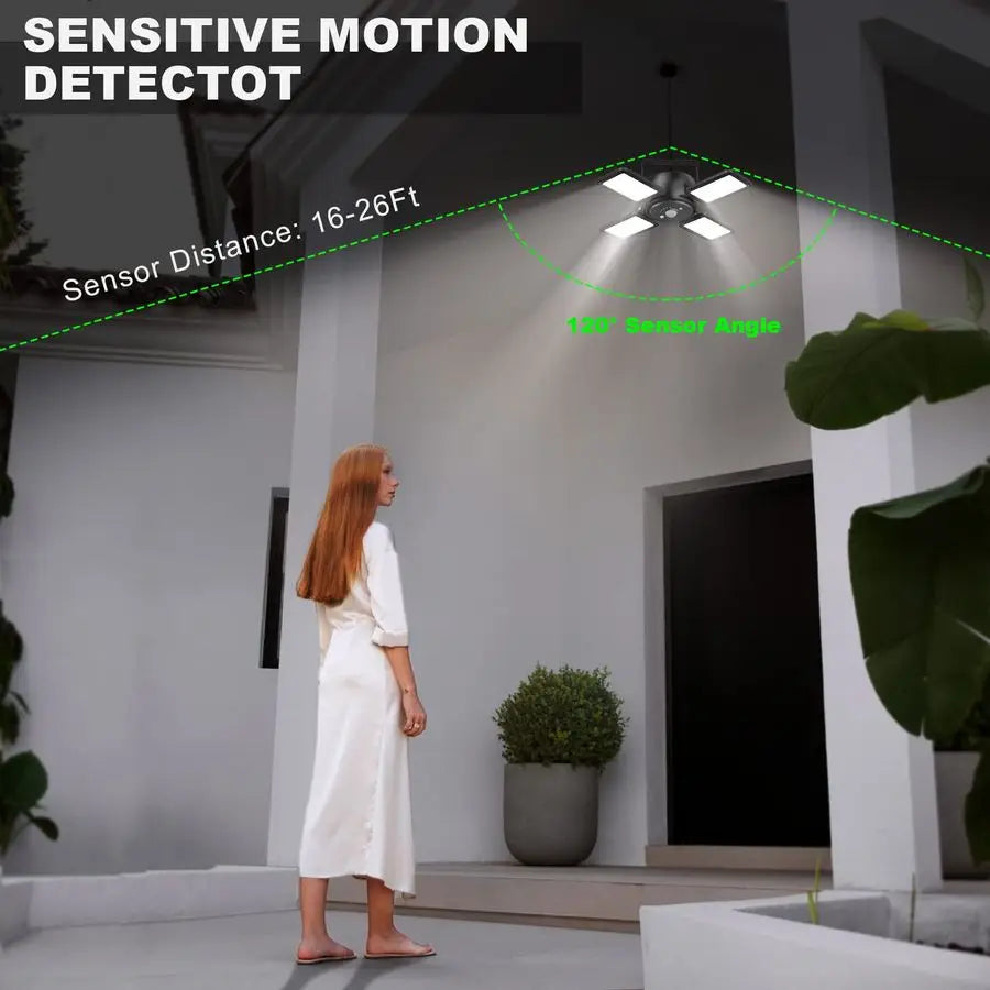 XMSJ Solar Pendant Light Outdoor Indoor Motion Sensor 144LED 1200LM