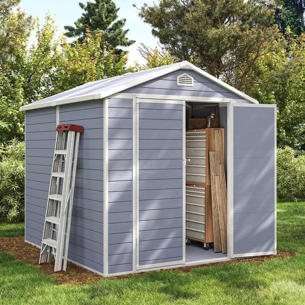 Outdoor Plastic Storage Shed With Window And Lockable Door