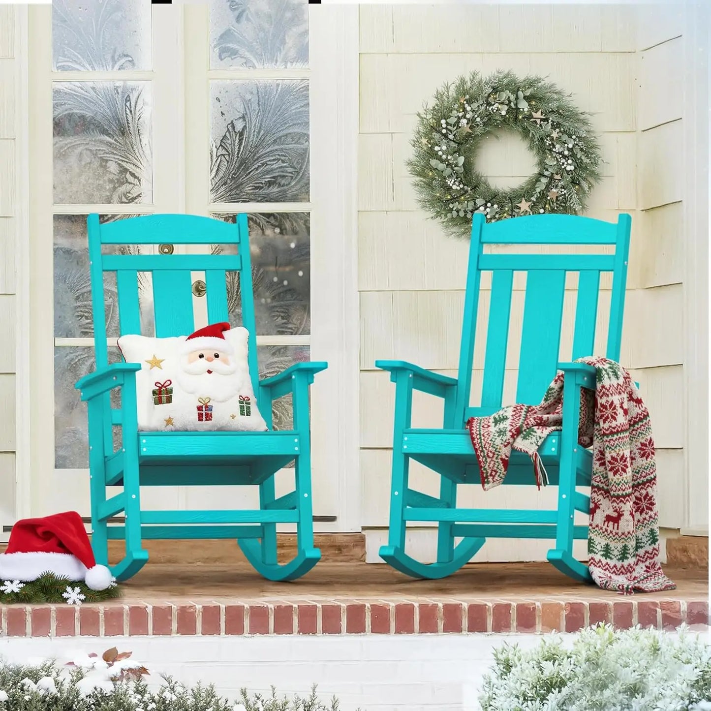 Outdoor Rocking Chairs Set of 2 Weather Resistant Plastic Rockers