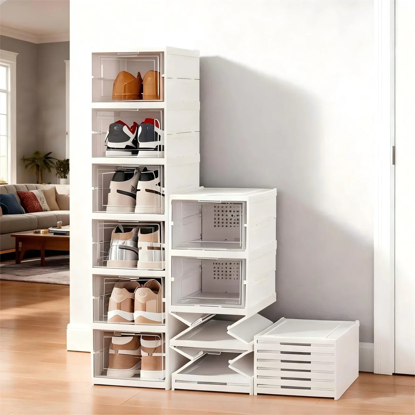 Foldable Shoes Storage Box Organizer 3-6 Layer Plastic Cabinet