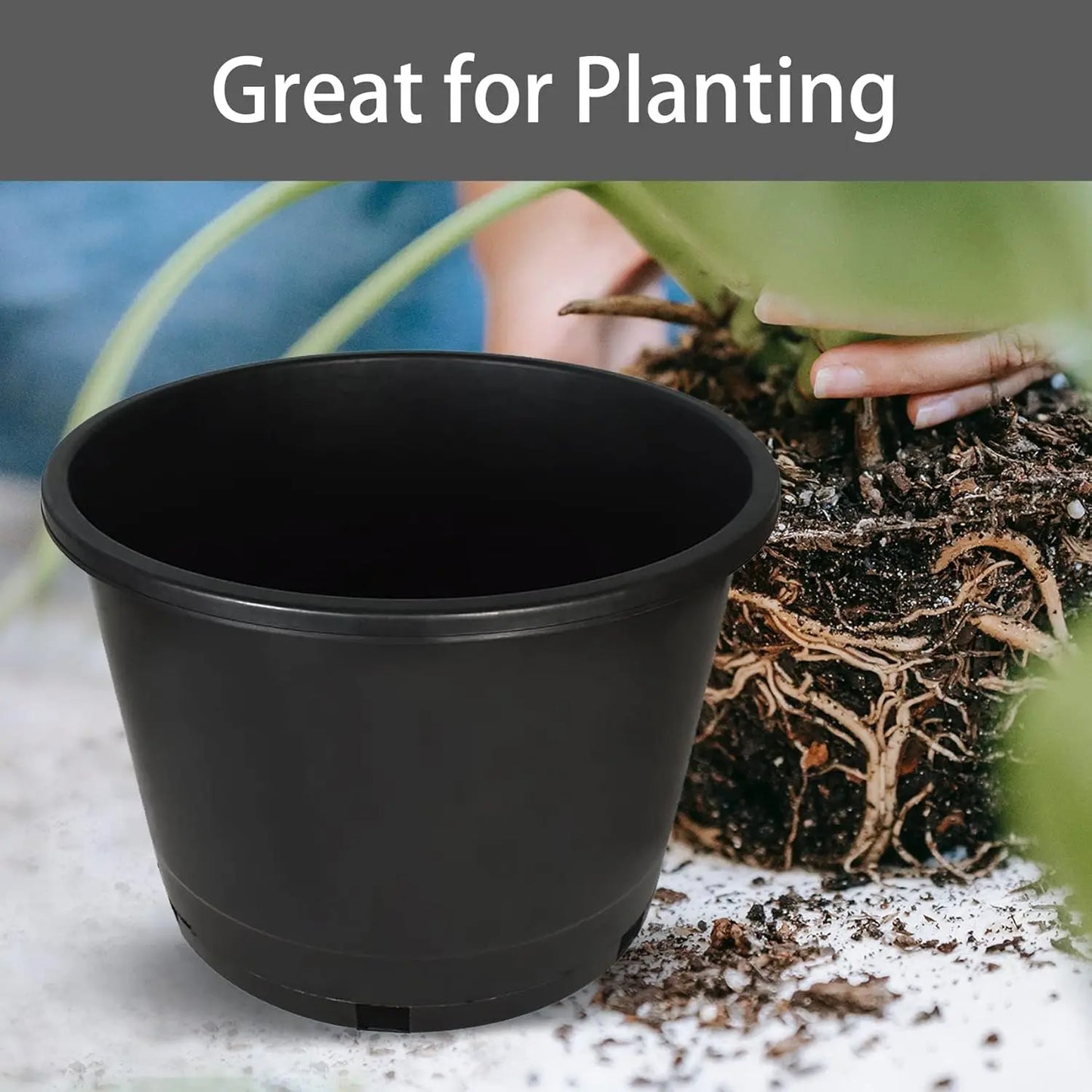 Durable Plastic Plant Pots FivePack For Indoor Outdoor Gardening