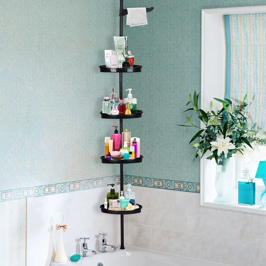 HiMIS Corner Shower Caddy With Tension Pole 4-Tier Organizer