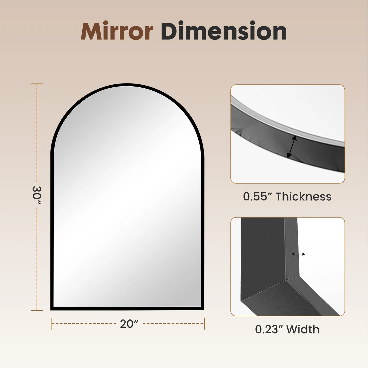 JHK Arched Framed Bathroom Mirror Wall Decor In Modern Home