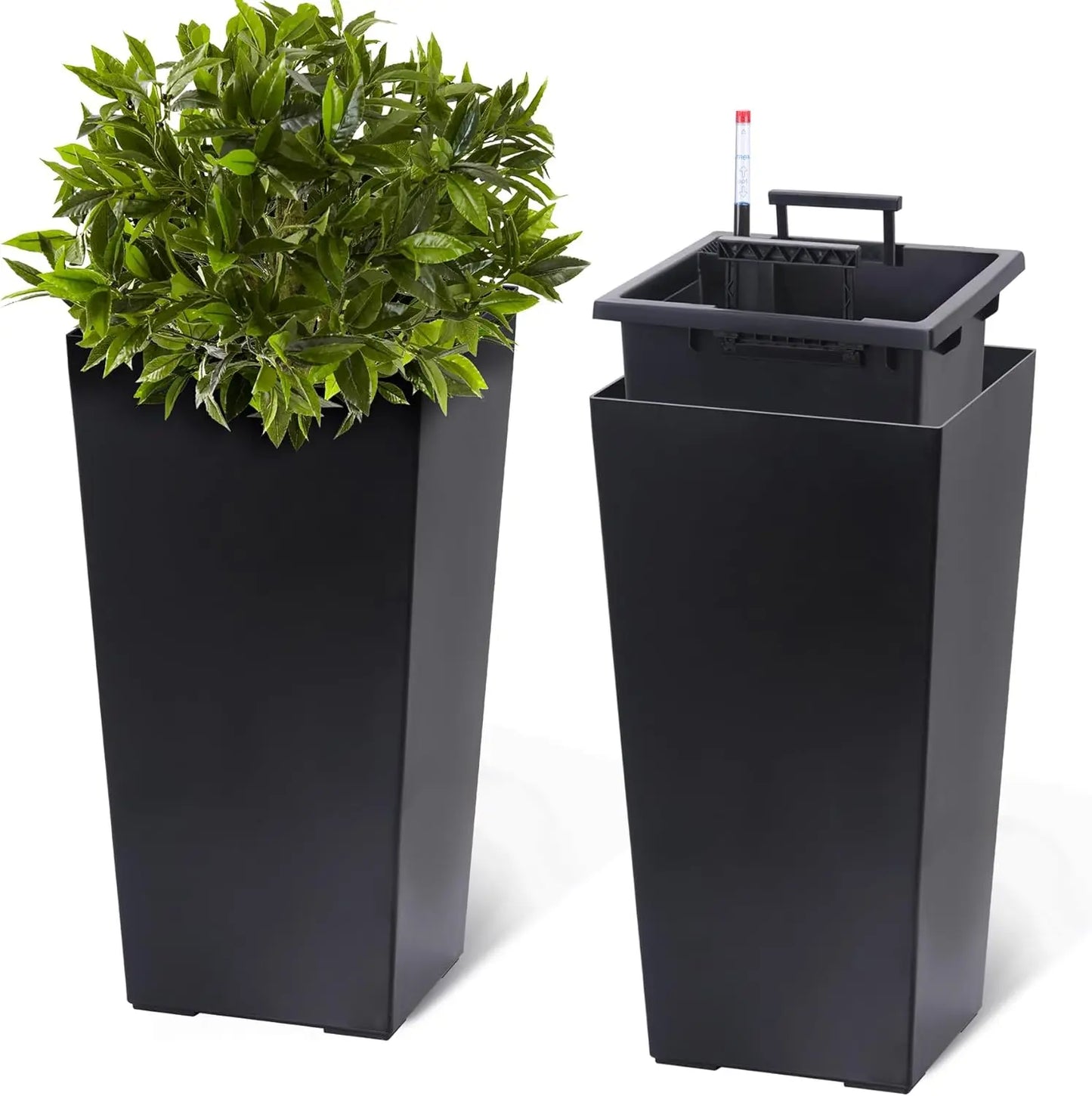 HobbyLane Indoor Outdoor Taper Planter With Shelf Insert Plastic