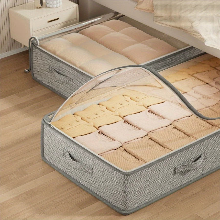 Under Bed Storage Containers Set Foldable Organizer Bins For Linen