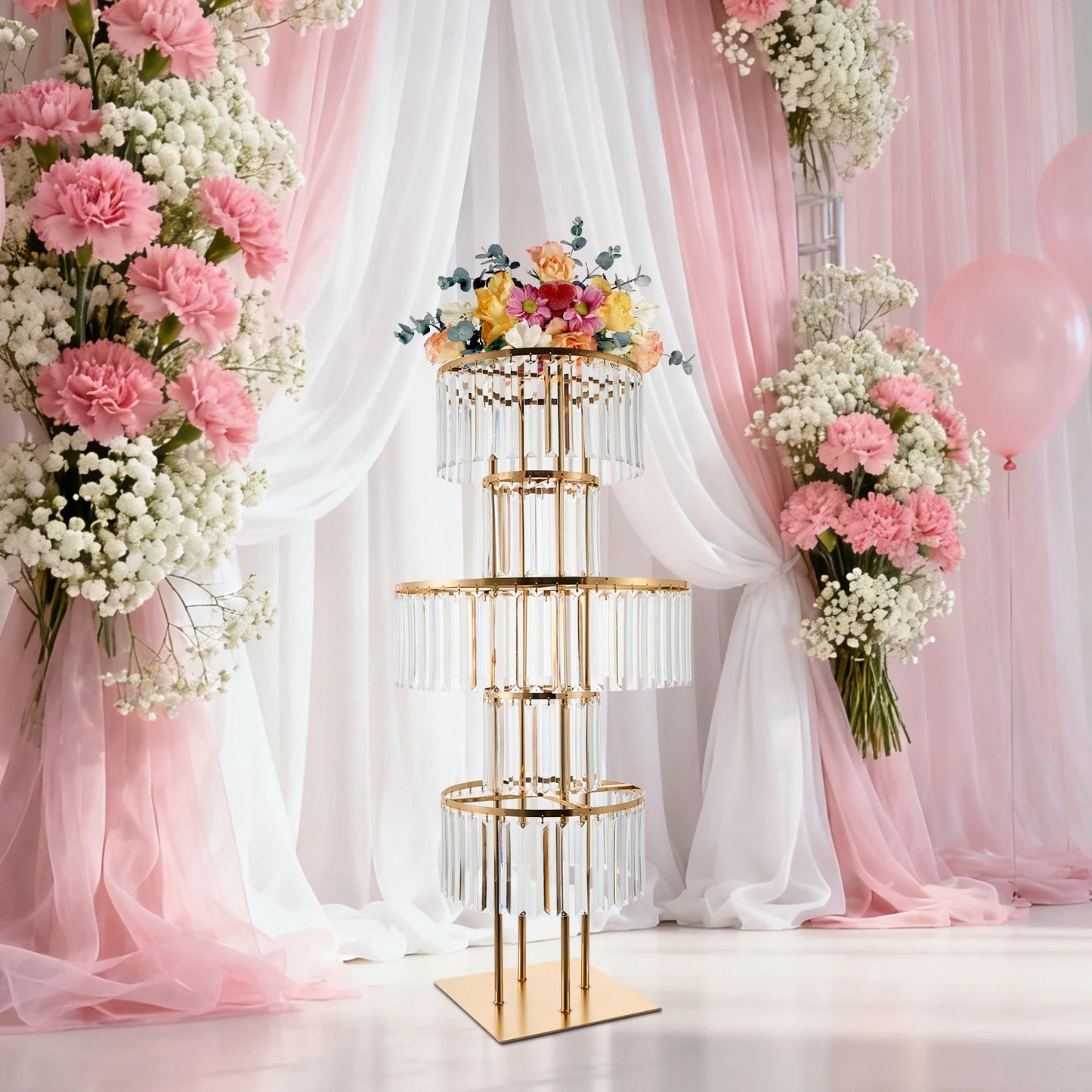 Five Tier Round Flower Stand Wedding Centerpieces