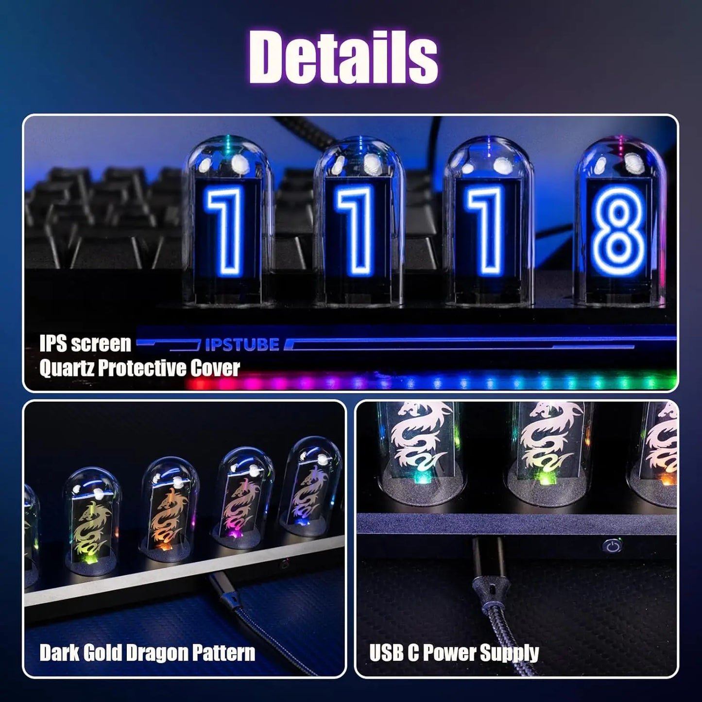 Aiopp Nixie Tube Clock Kit Night Light With Digital Calibration