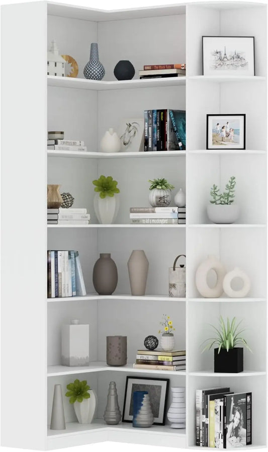 Six-Tier Corner Etagere Bookcase