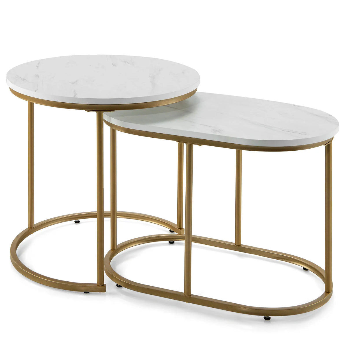 HOMASIS Modern Marble Nesting Coffee Tables for Living Room