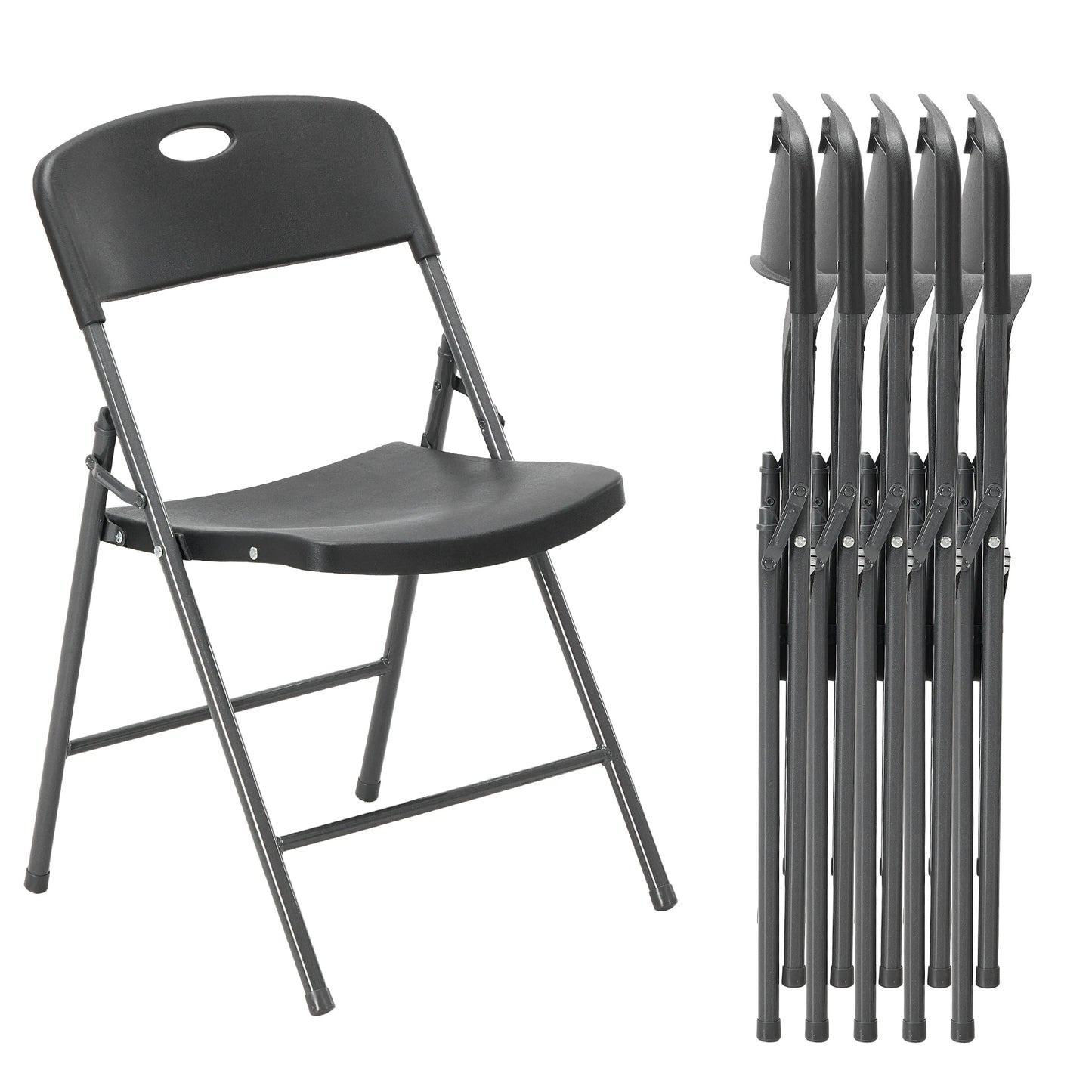 JHK Stackable Folding Chairs Plastic Ergonomic Back Heavy Duty Home