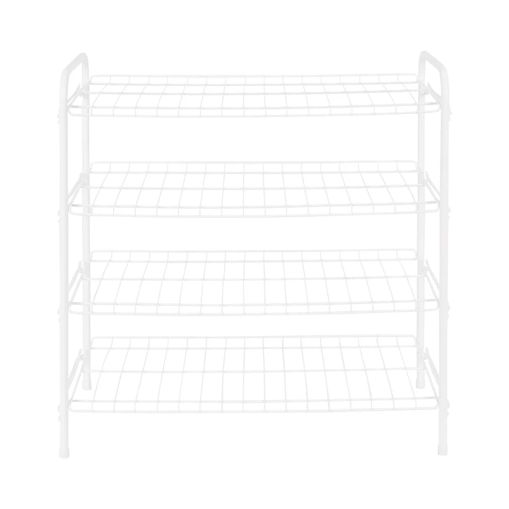 4-Tier Freestanding Steel Wire Shoe Organizer Holds 12 Pairs