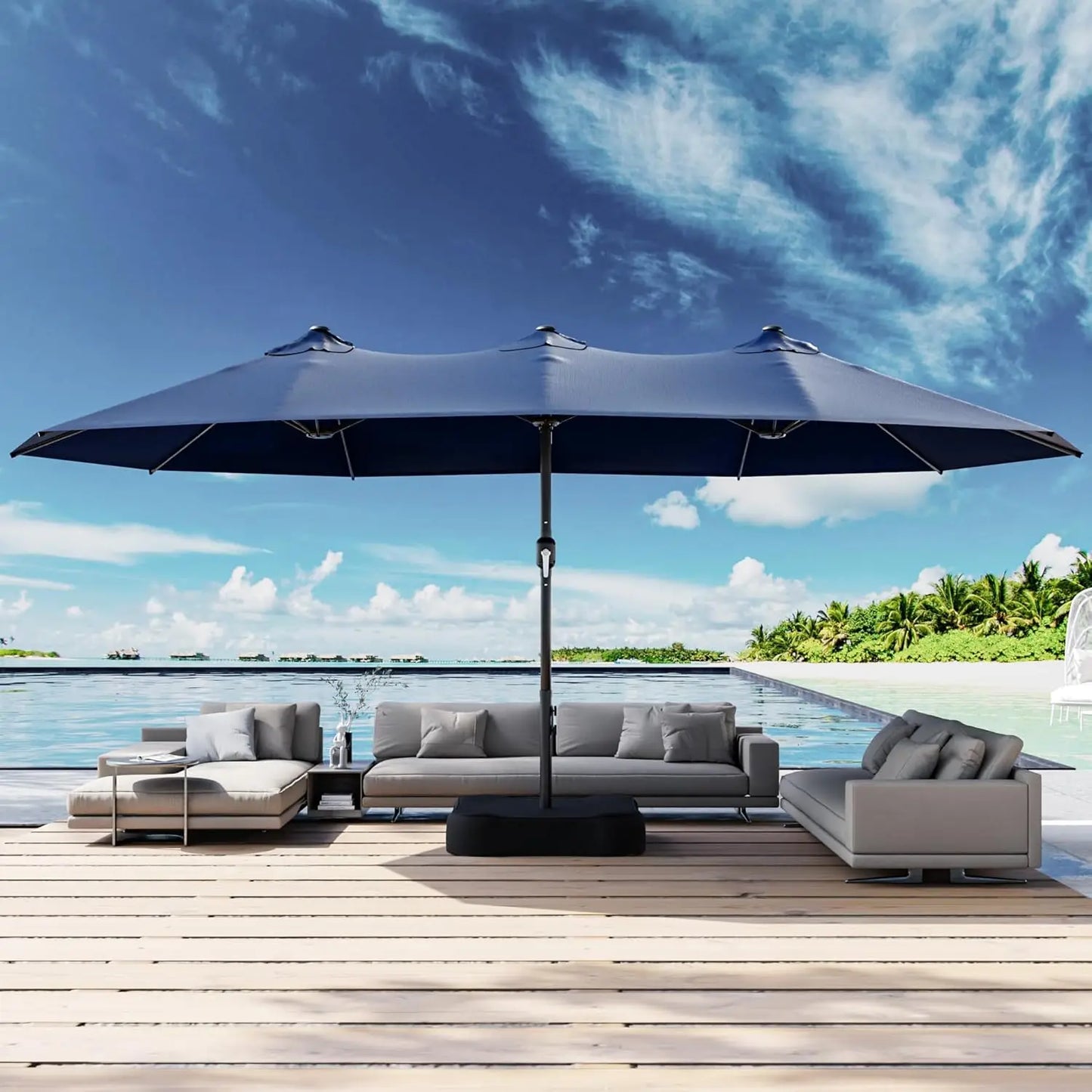 Outdoor Double Sided Rectangle Patio Umbrella with Crank Handle