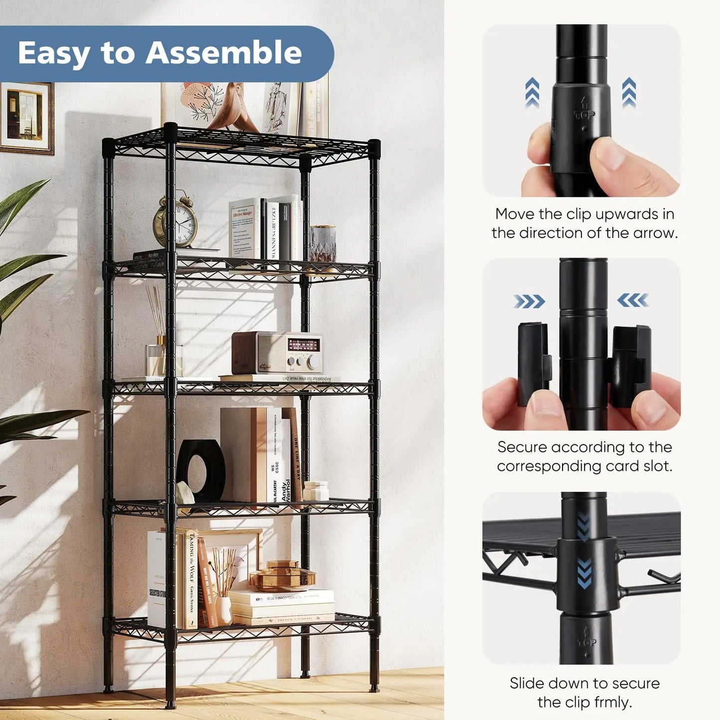 JHK 3-5 Tier Metal Wire Storage Shelves Adjustable Heavy Duty