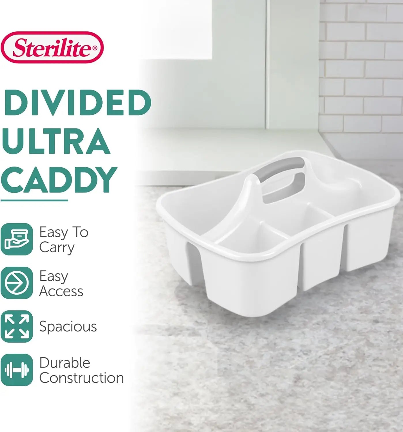 XMSJ 6 Pack Divided Ultra Caddy Plastic Storage Organizer