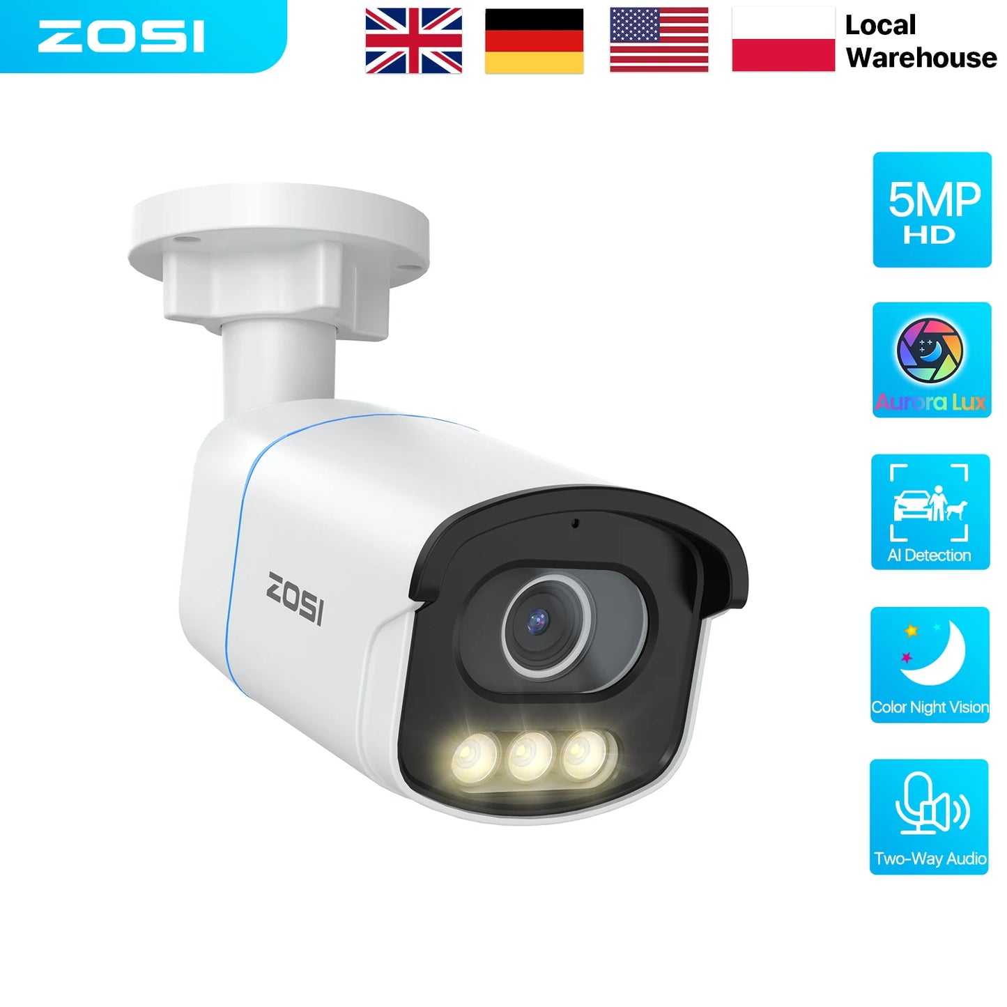 ZOSI C186A PoE Security IP Camera Aurora Lux Night Vision