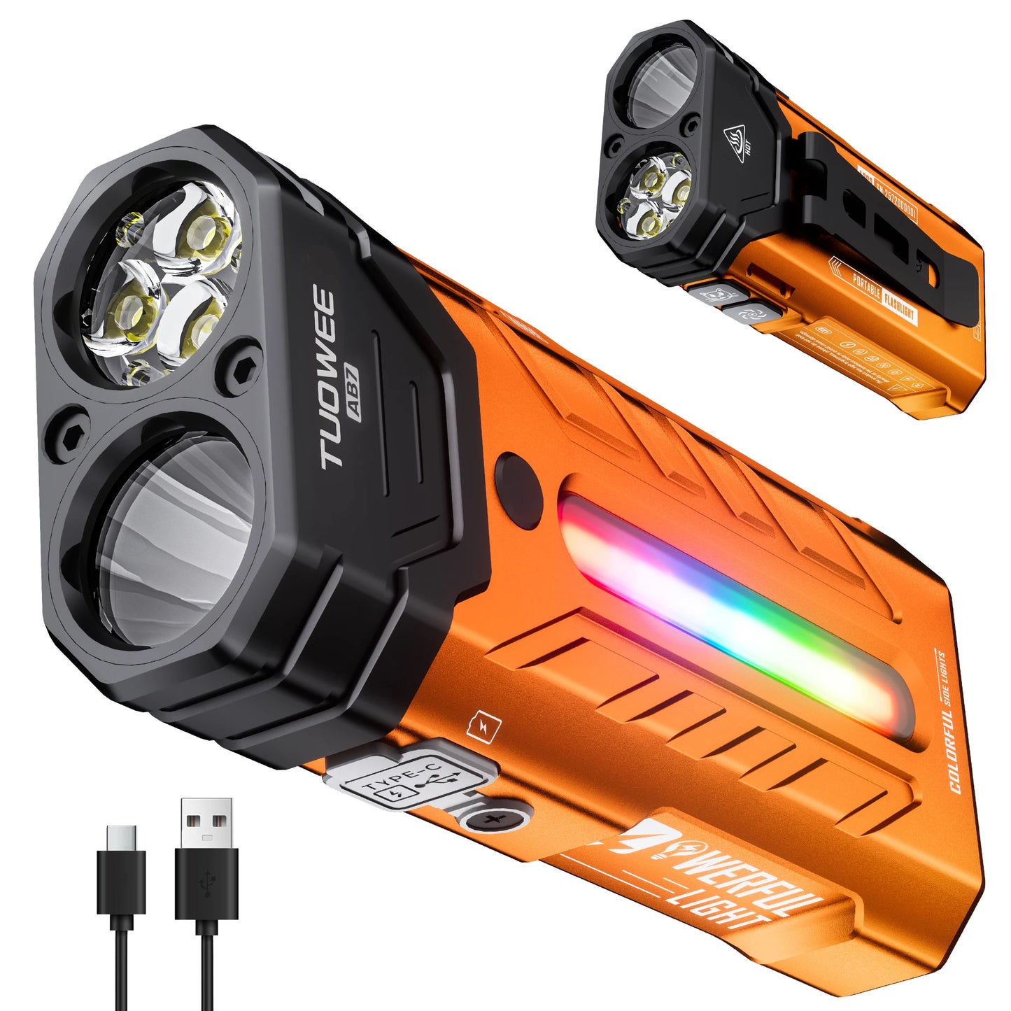 Rechargeable Magnetic LED Flashlight With RGB Modes For Camping Use