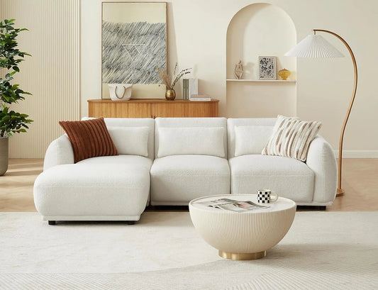 L Shaped Modular Sectional Couch Convertible Cloud Sofa Removable Ottoman