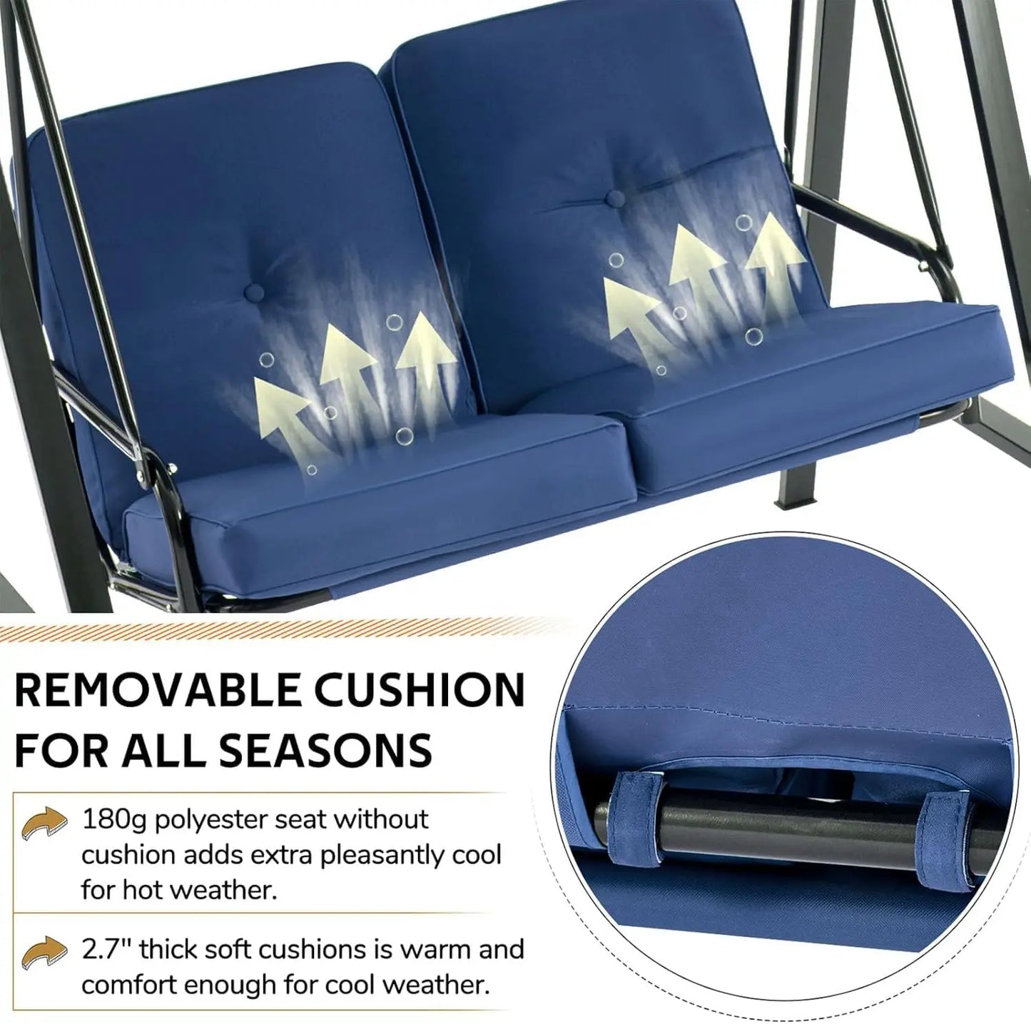 Outdoor 2-Seat Swing Chair With Adjustable Canopy Weatherproof
