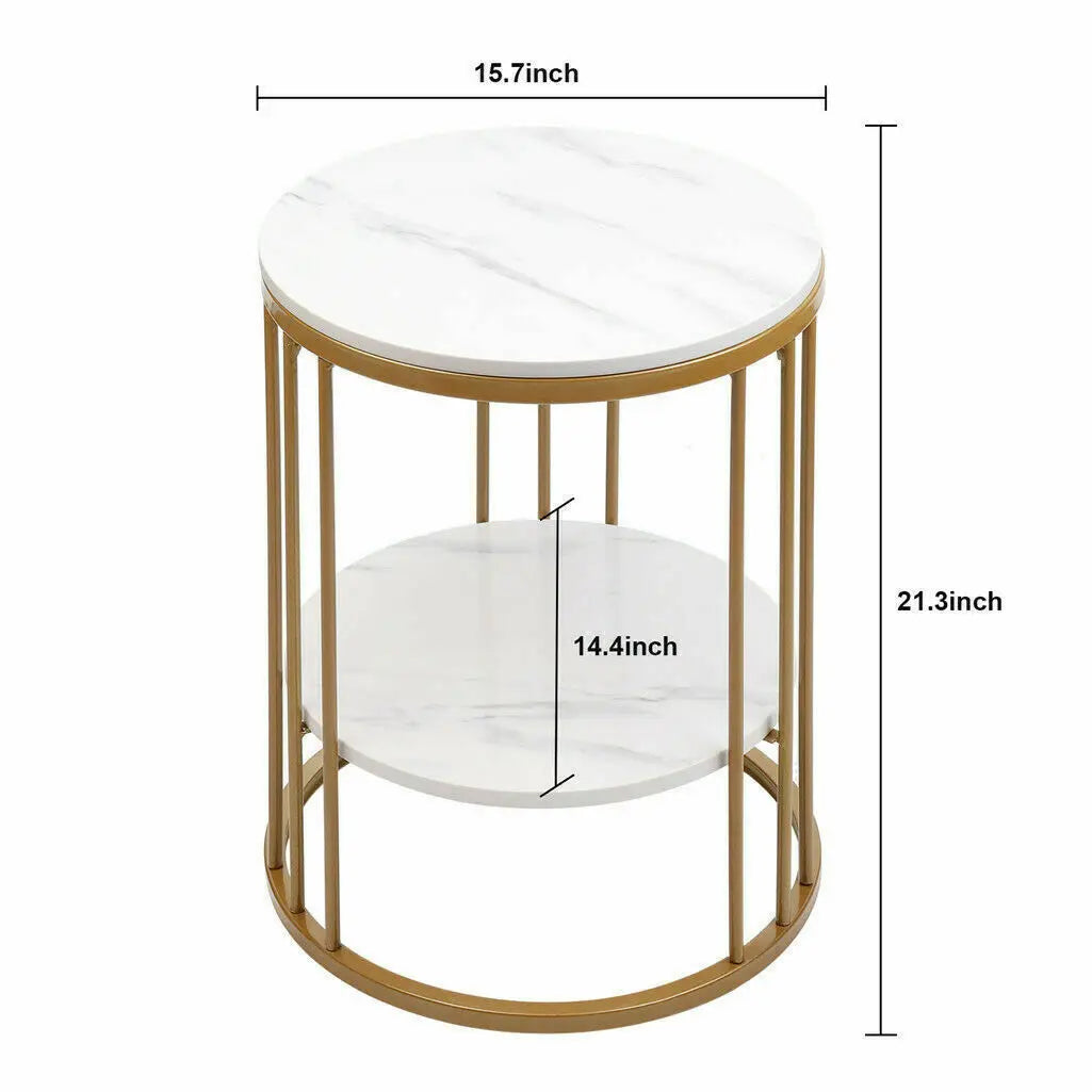 Wisfor Marble 2-Tier Round Side Table Jewellery Storage