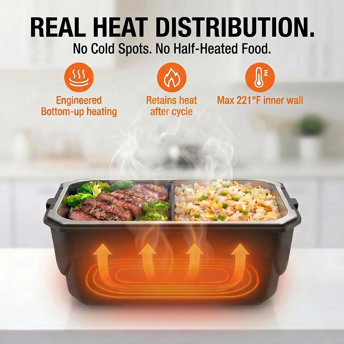 USB Rechargeable Electric Heating Lunch Box With Display Timer