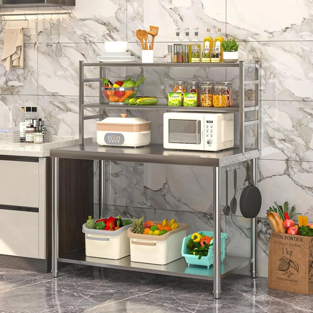 Stainless Steel Prep Table with Two Tier Shelf Workbench