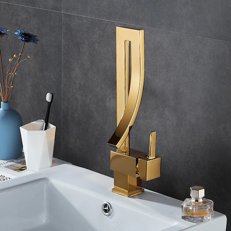 Wanmivezlo Bathroom Basin Faucet Deck Mounted Waterfall Mixer Single Handle