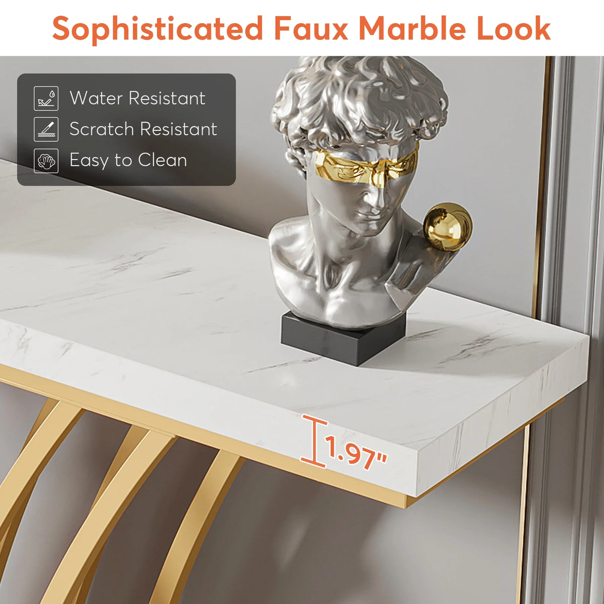 Tribesigns Modern Console Table with Geometric Metal Base for Entryway