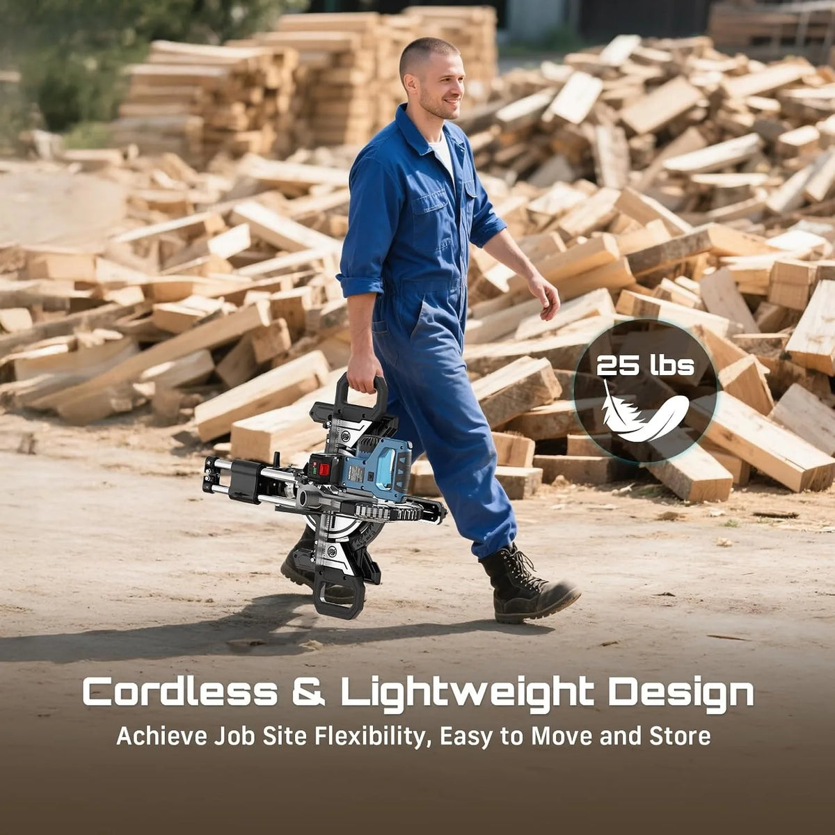 Seesii Cordless Sliding Compound Miter Saw With Laser Guide