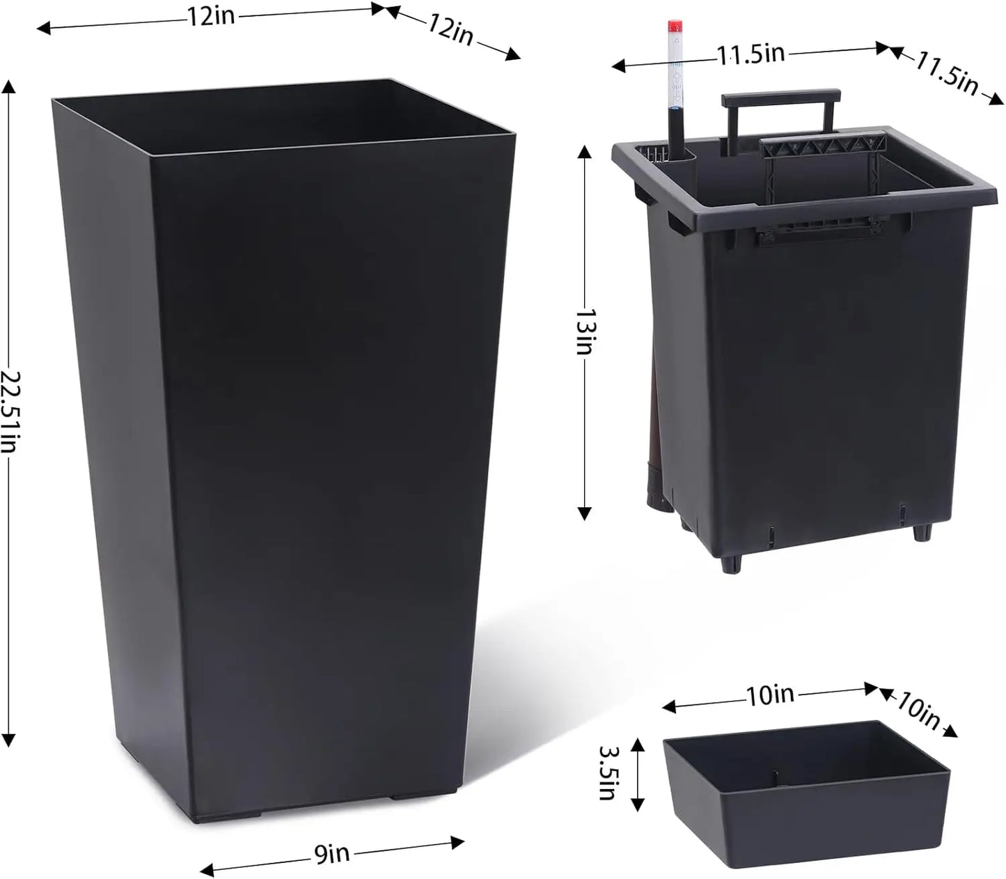 HobbyLane Indoor Outdoor Taper Planter With Shelf Insert Plastic