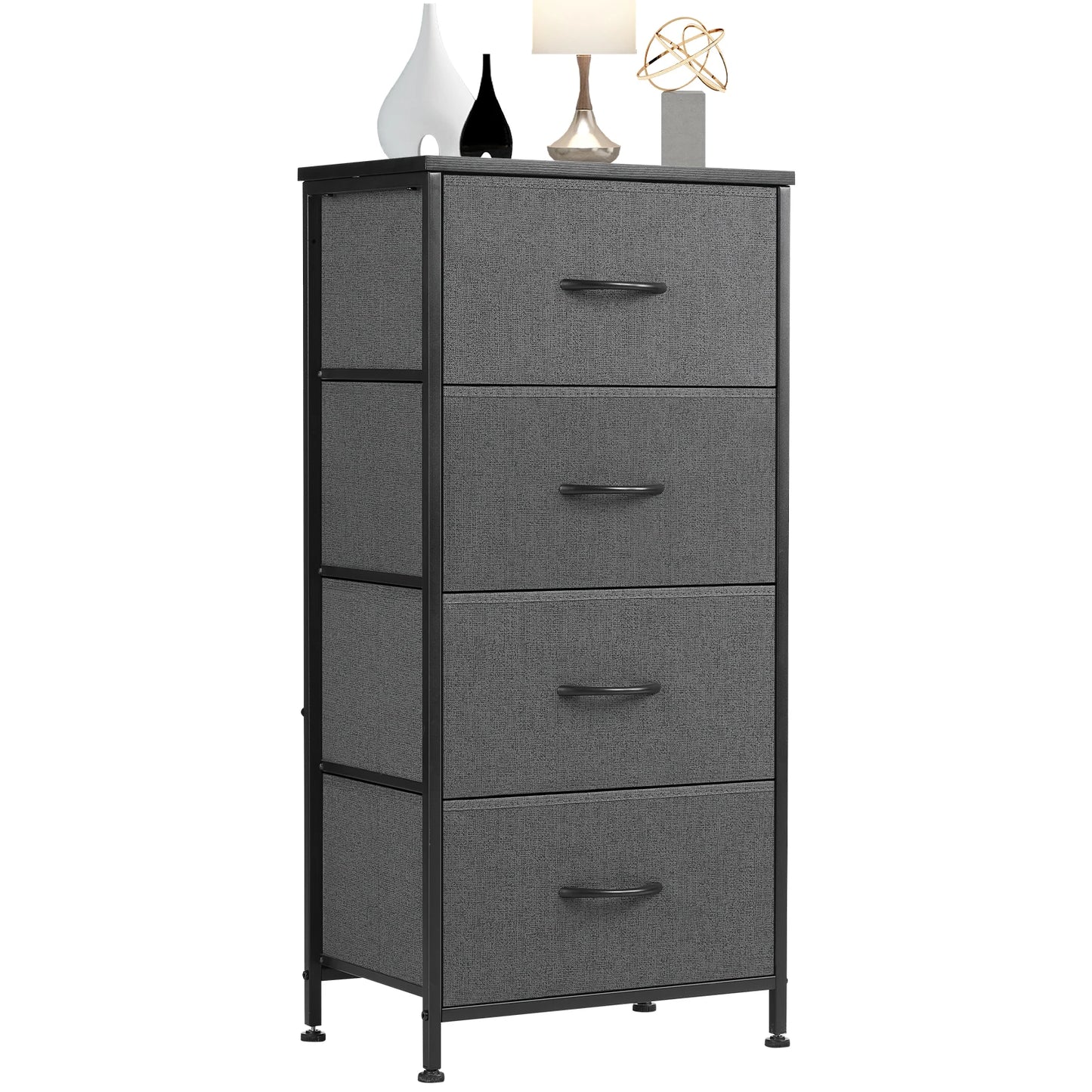 JHK Dresser With Fabric Drawers And Wardrobe Steel Frame