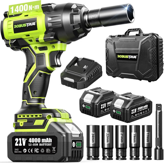 Robustrue 1400Nm Cordless Impact Wrench Half Inch Drive Brushless 2400RPM