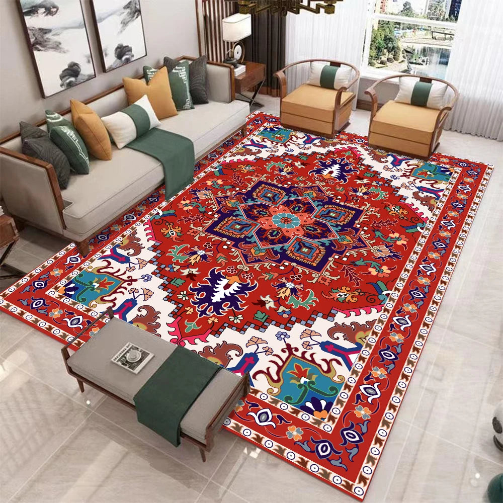 European Retro Living Room Carpet Non Slip Washable Mat