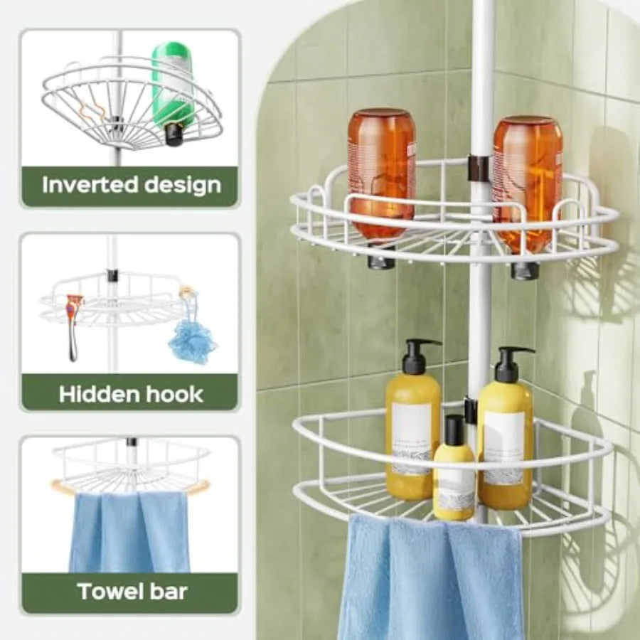 Corner Shower Caddy Tension Pole Organizer Bathroom Storage
