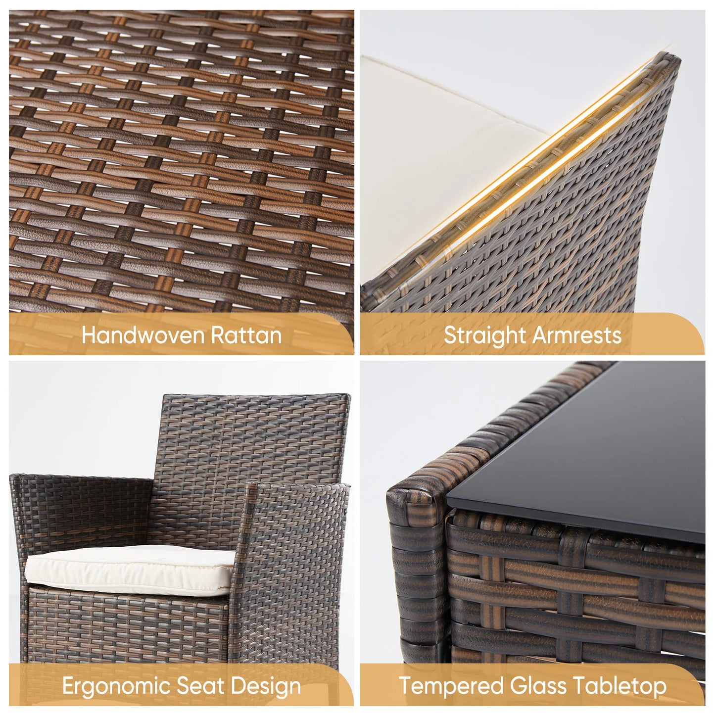 Three Piece Outdoor Wicker Patio Set With Cushions