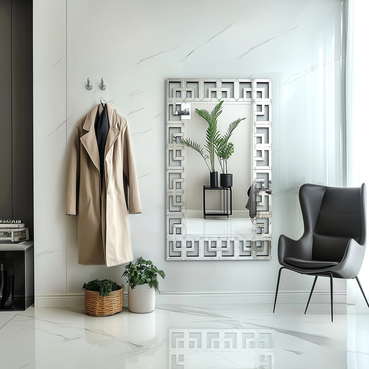 Venetian Art Mirror With Beveled Glass Edge For Wall Decor