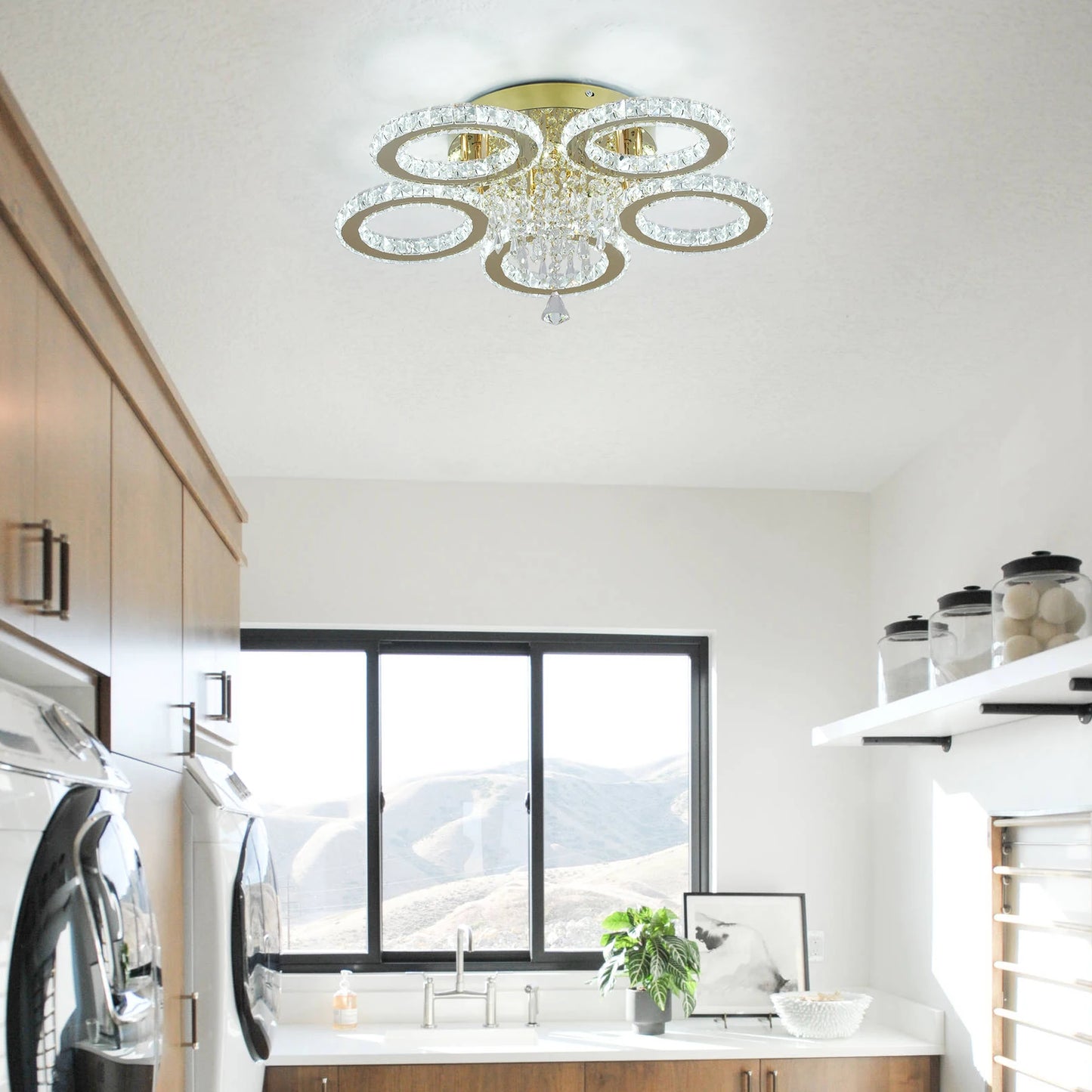 Vetrulus Crystal LED Ceiling Chandelier for Living Room and Dining