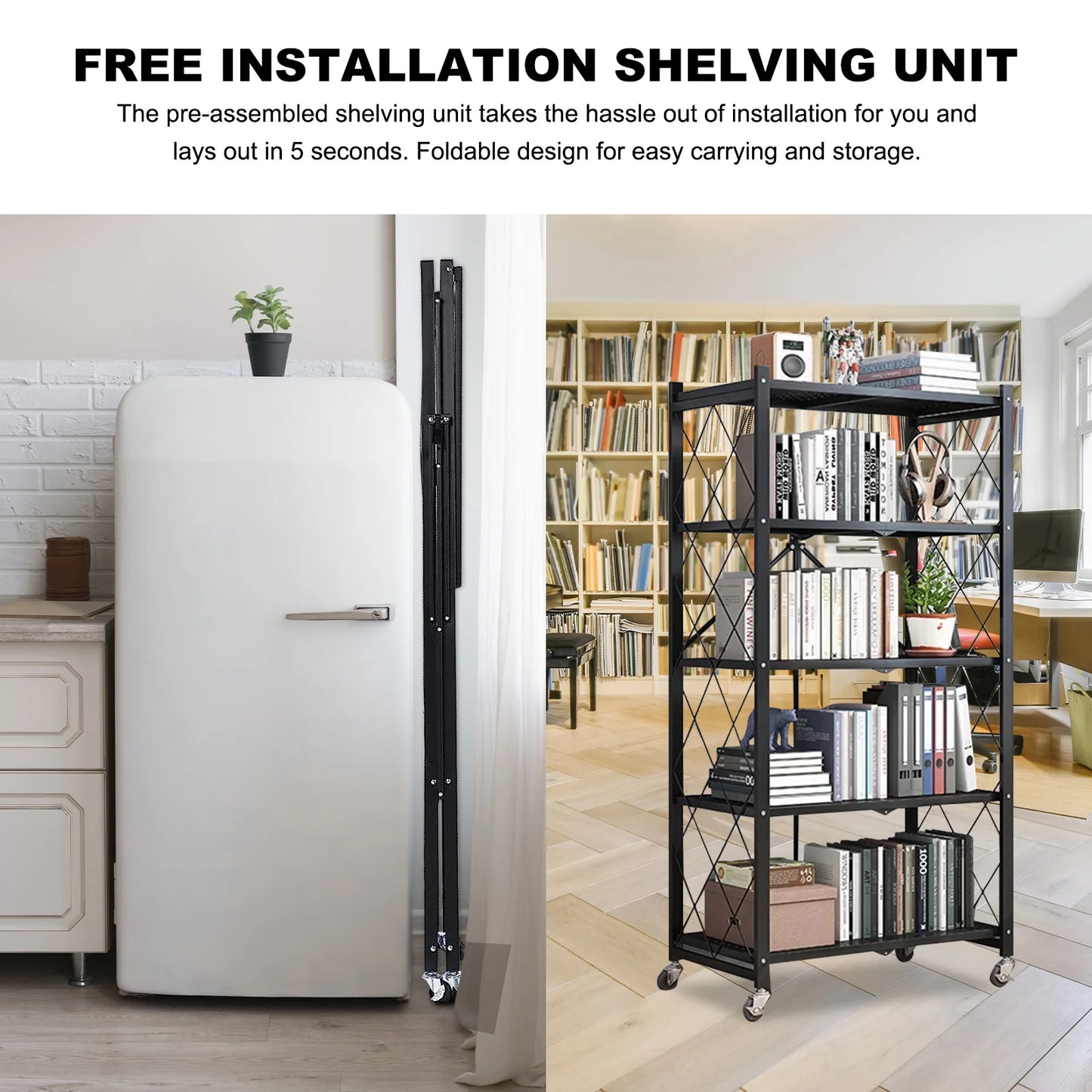 Five Tier Metal Storage Shelving Unit With Wheels Heavy Duty