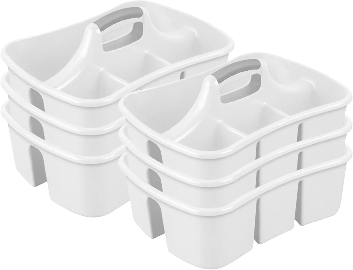 XMSJ 6 Pack Divided Ultra Caddy Plastic Storage Organizer
