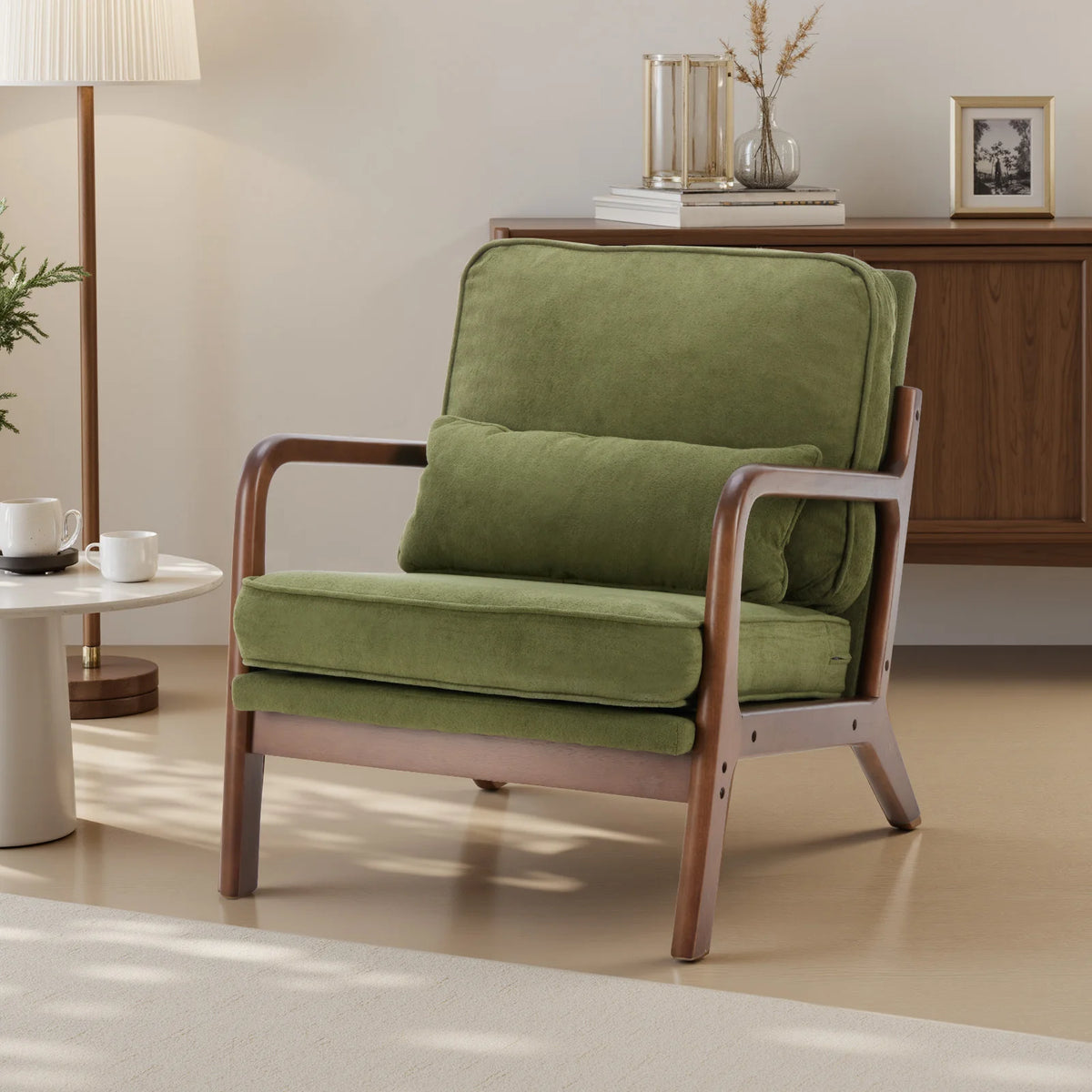 JHK Modern Mid Century Accent Chair With Arms And Cushion