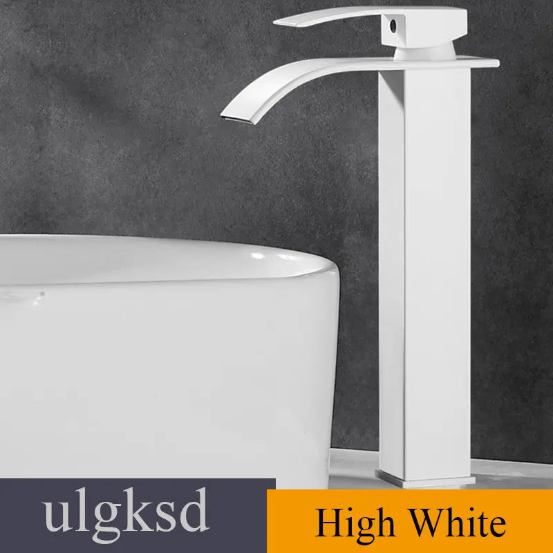 ulgksd Waterfall Bathroom Basin Sink Faucet Single Handle Hot And Cold Mixer