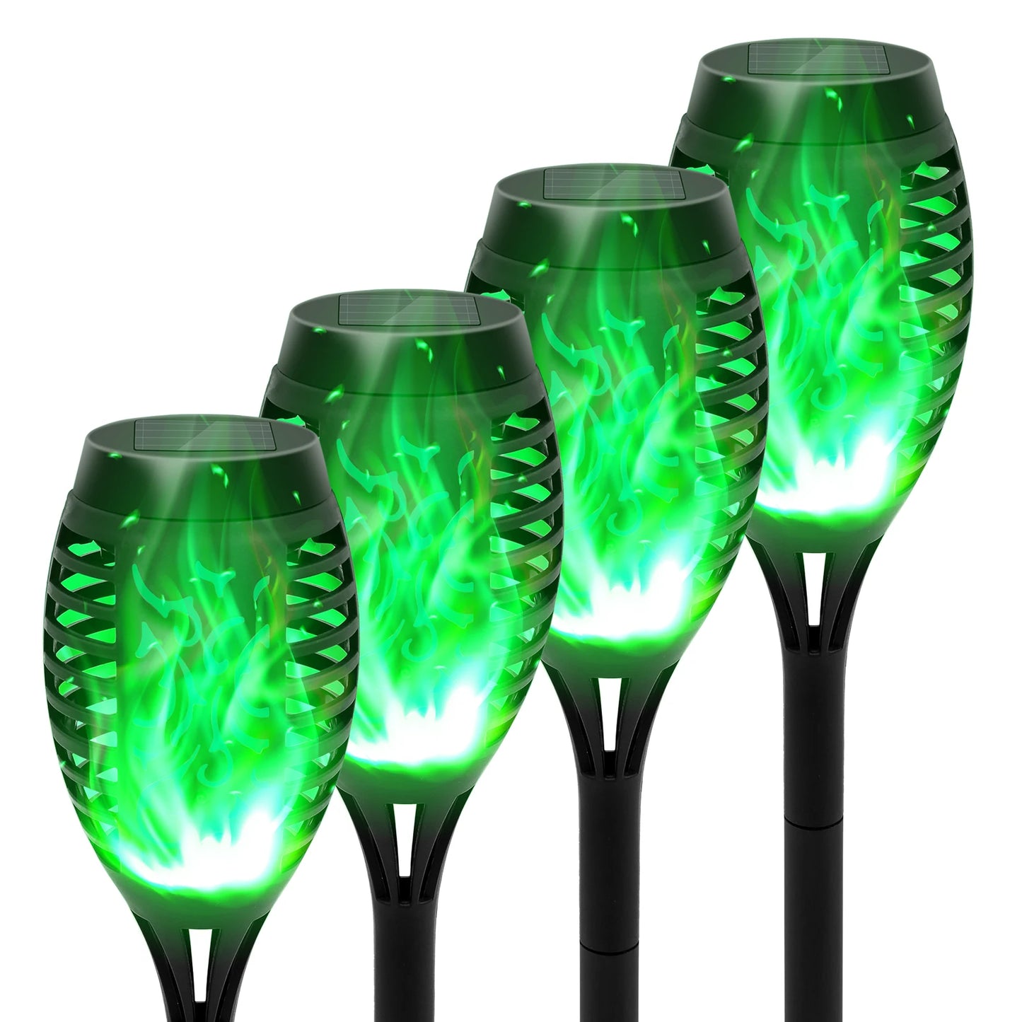 Solar Flame Torch Lights LED Flicker for Outdoor Lawn Pathway