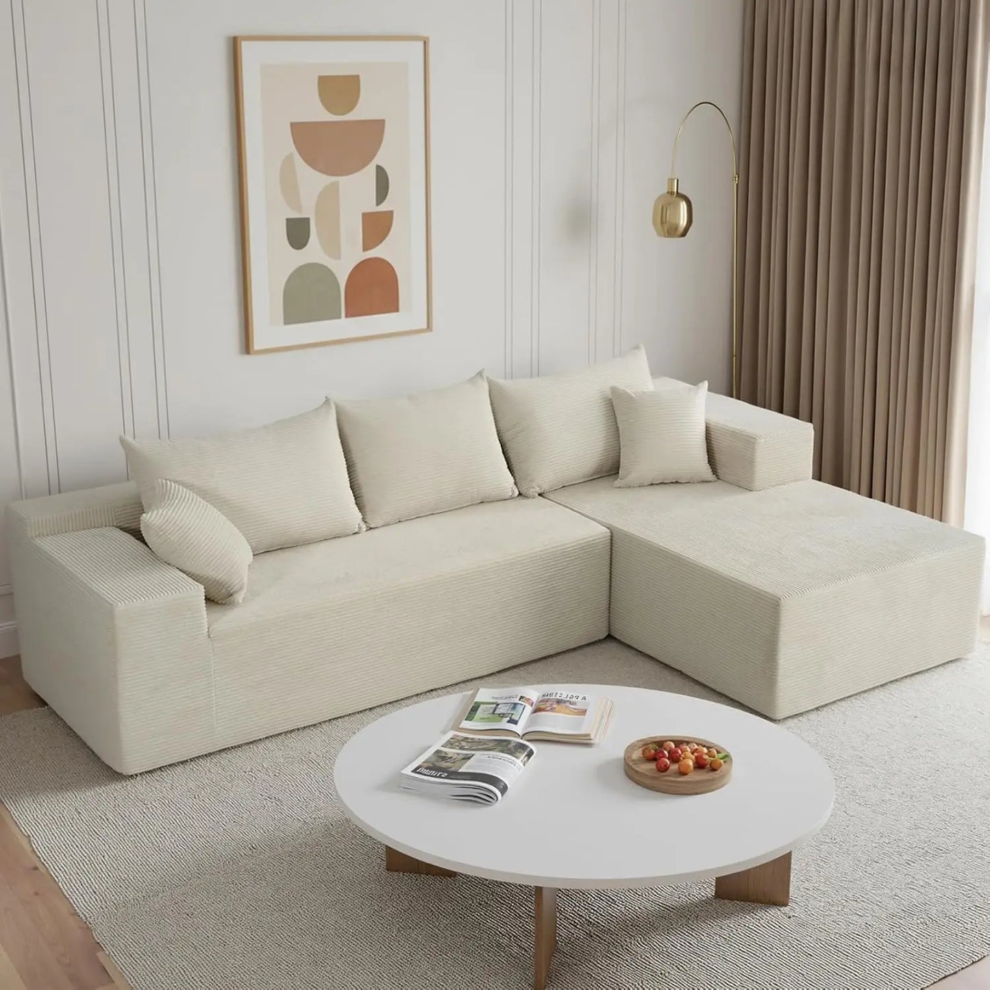 Modern L Shaped Sectional Sofa With Chaise For Living Room
